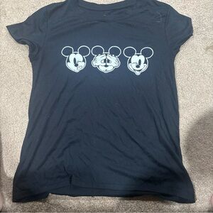 Disney Black Tee with Mickey Mouse Trio Design
